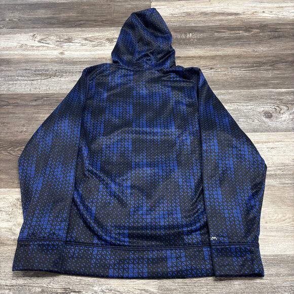 Under Armour Storm Blue Orange Mens S Loose Geometric Big Logo Pullover Hoodie - Picture 3 of 8